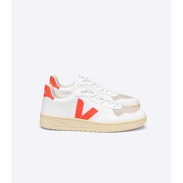 Veja V-10 CWL Women's Shoes White/Orange | NZ 575PJJ